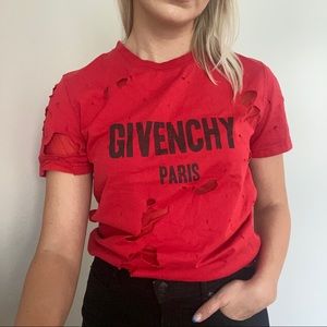 Red Givenchy Destroyed Tee